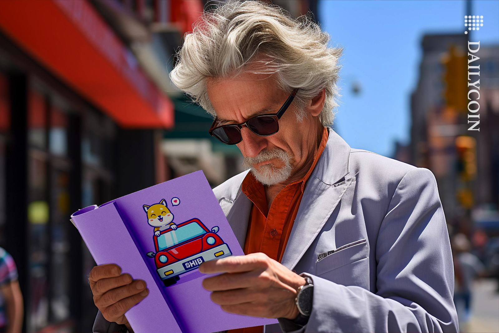 Older man reading a new Shib magazine.