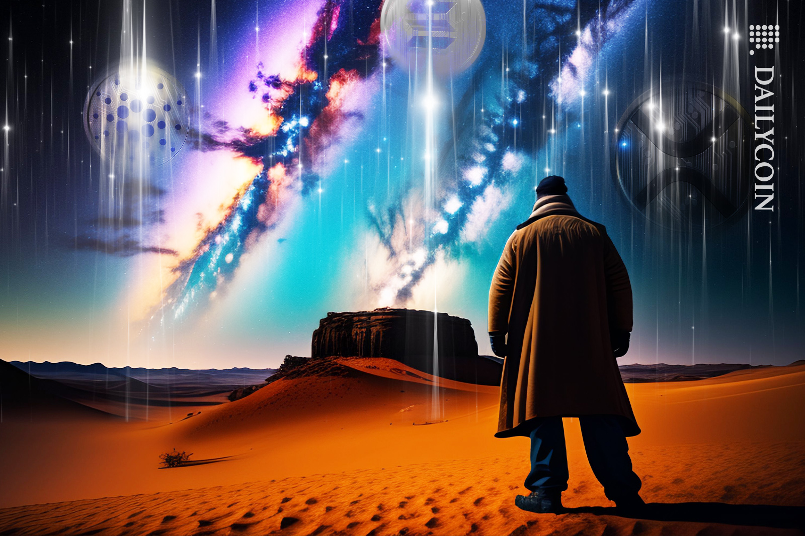 Cardano, Solana and XRP shooting up into the sky.
