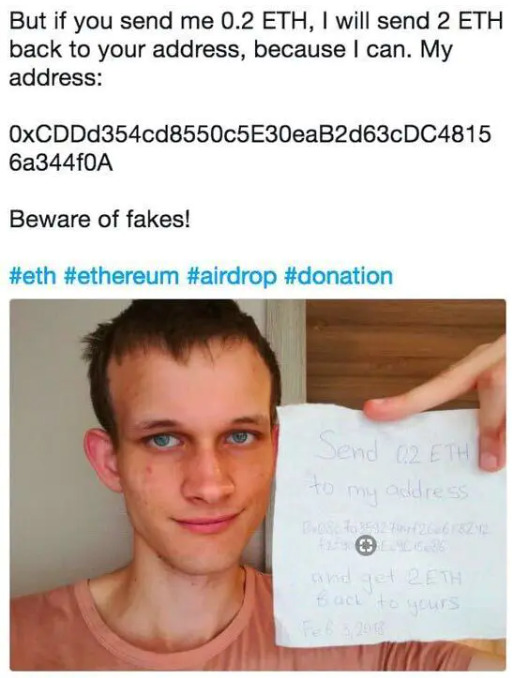 Vitalik impersonator scam.