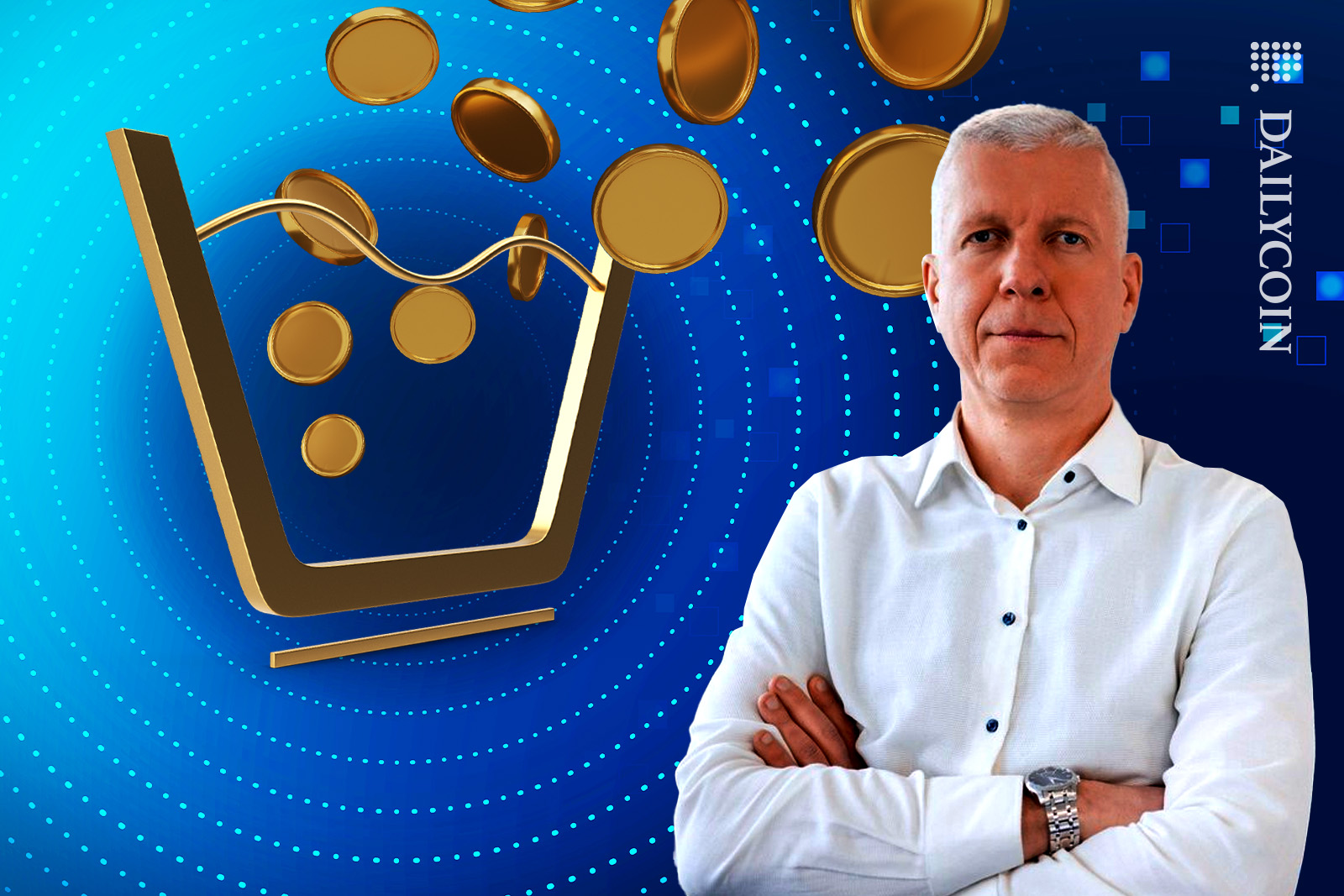AMLYZE Mindaugas Petrauskas standing next to an example of crypto washing image.
