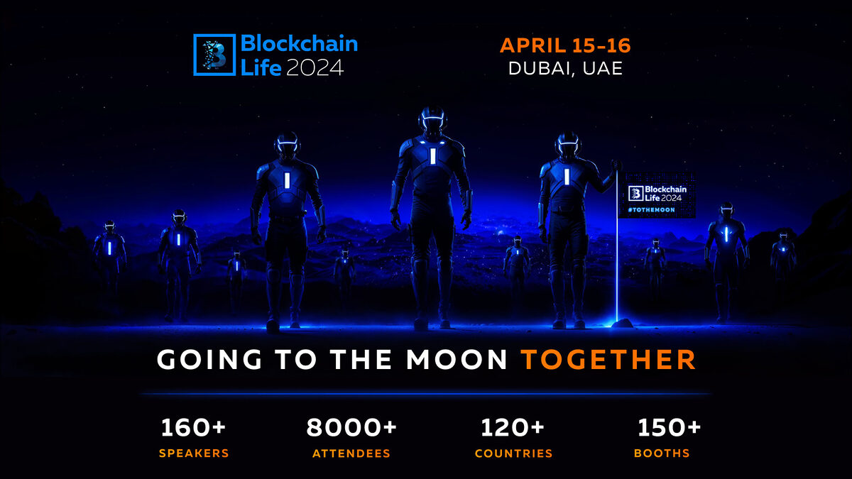Blockchain Life 2024 advertisement poster.
