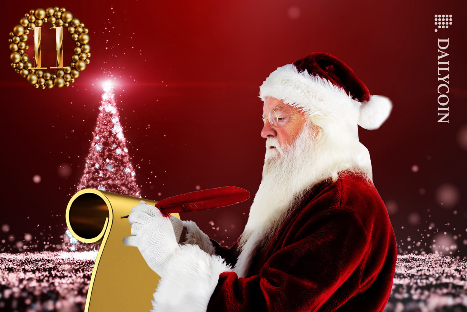 Santa writing Naughty and Nice list.