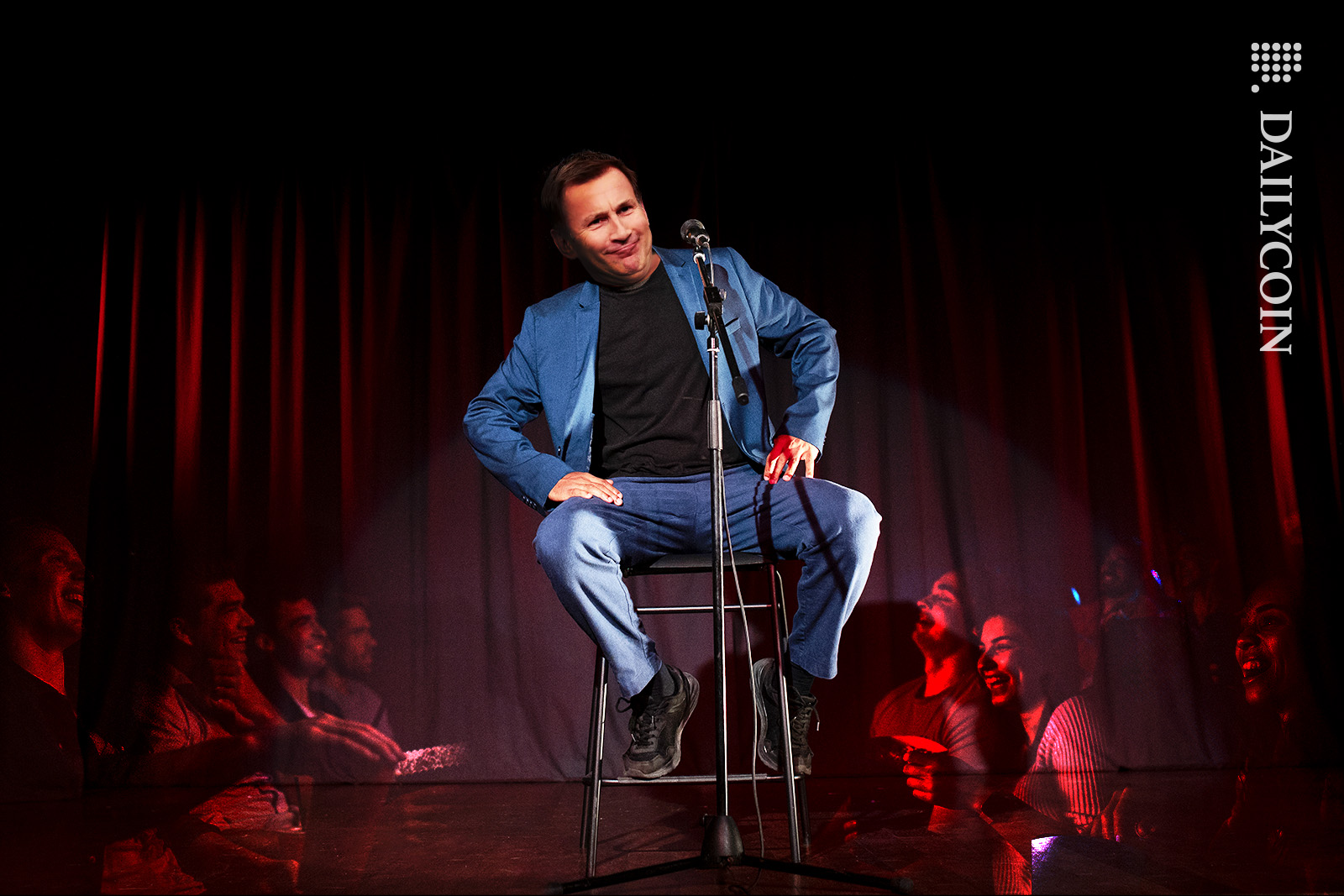 Jeremy Hunt doing Standup comedy to the delight of the eaudience.