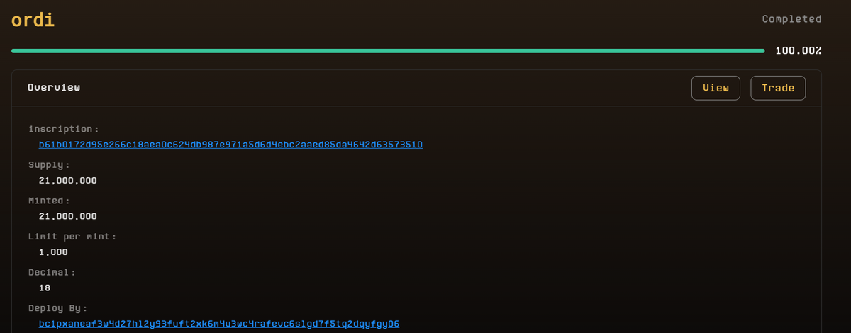 Ordi BRC-20 token data.