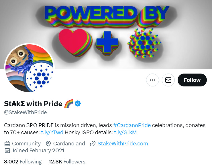 Stake with Pride X profile.
