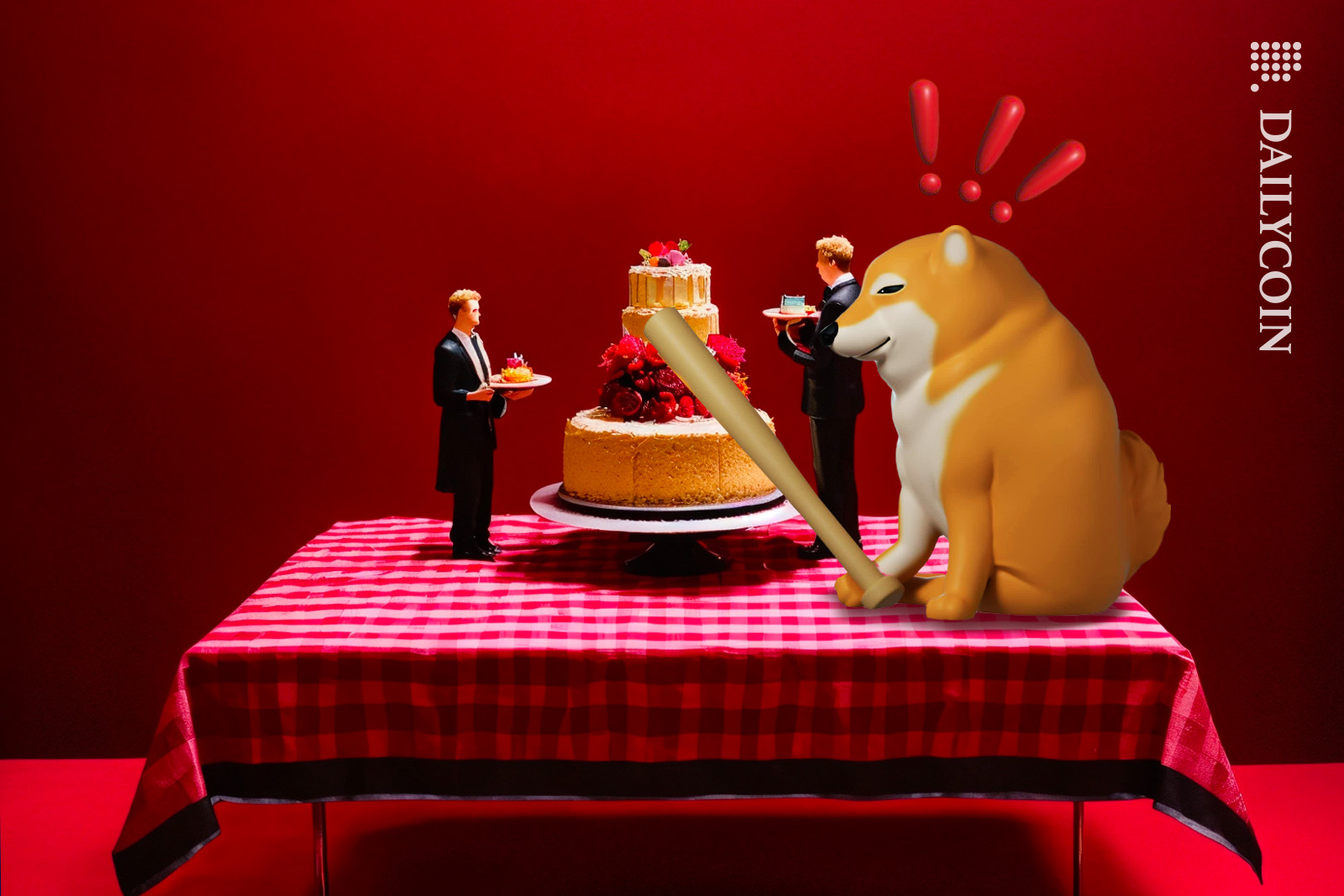 Bonk really want to hit his celebration cake with a bat.