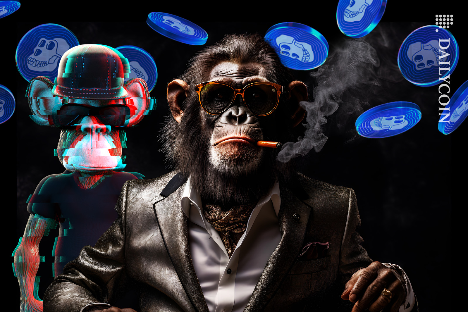 Bored ape and his godfather sorting out the BAYC coin problems.