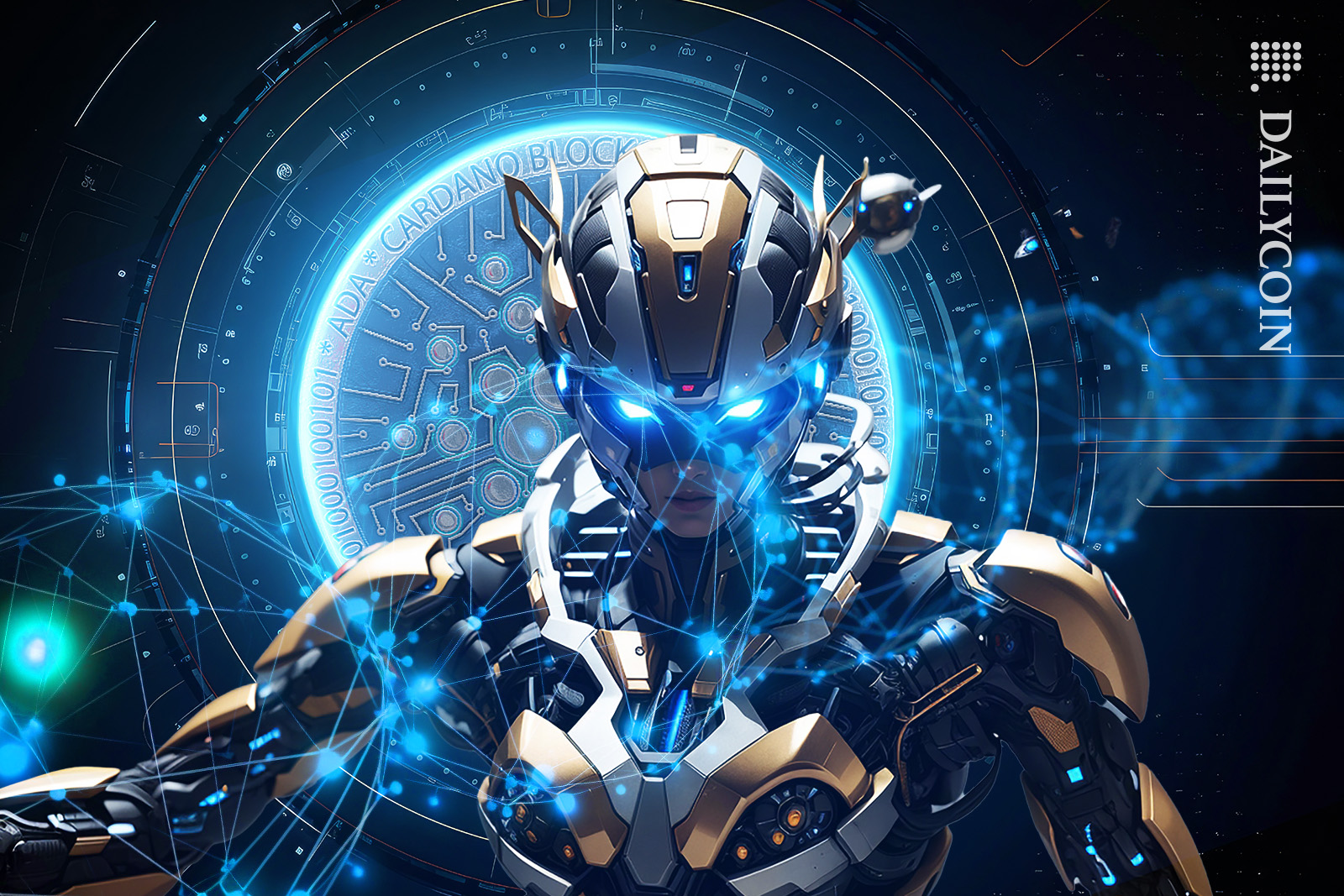 Cardano robot lady activating the digital chain.