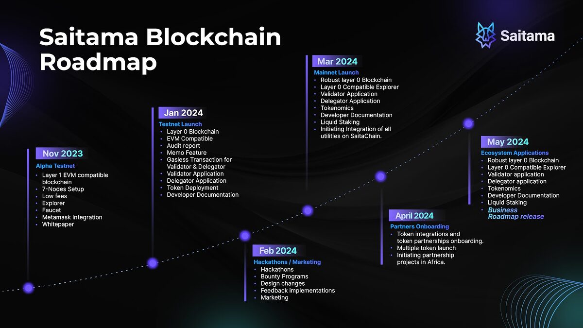 The SaitaChain Roadmap - A detailed glimpse into the future.