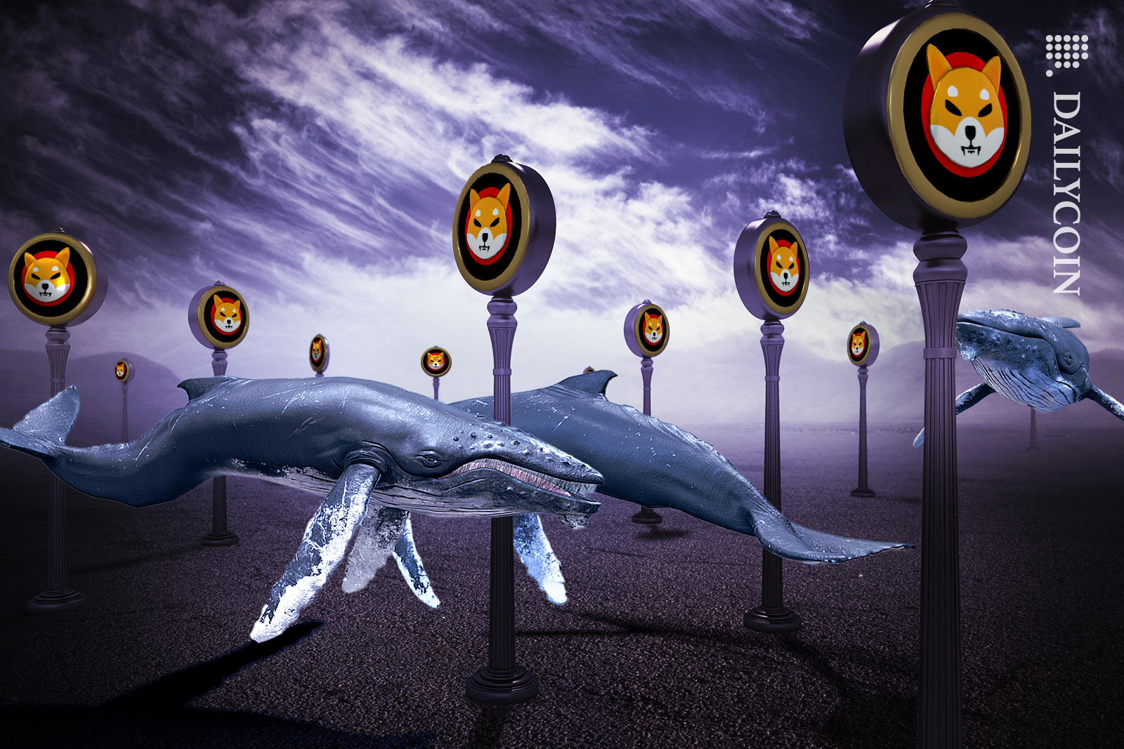 Whales swimming though SHIB token check points.