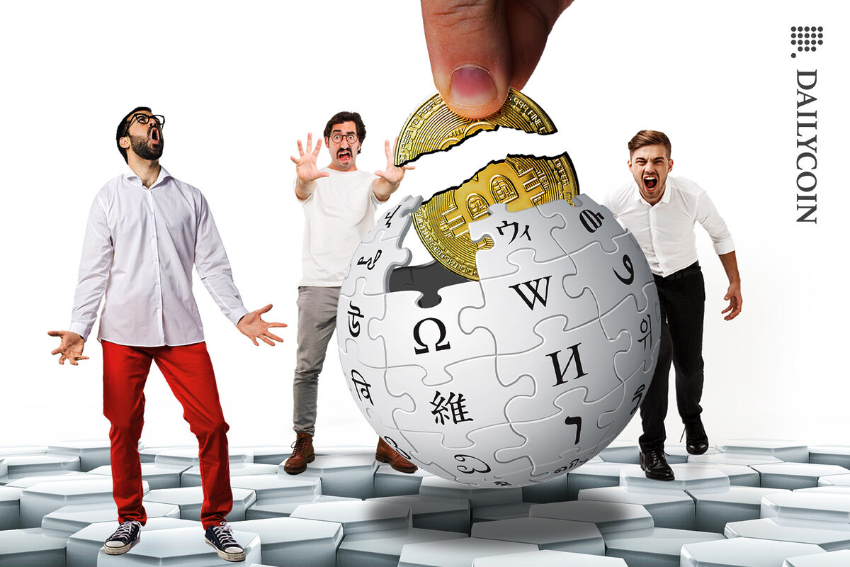 People screaming at Wikipedia for tearing Bitcoin apart.