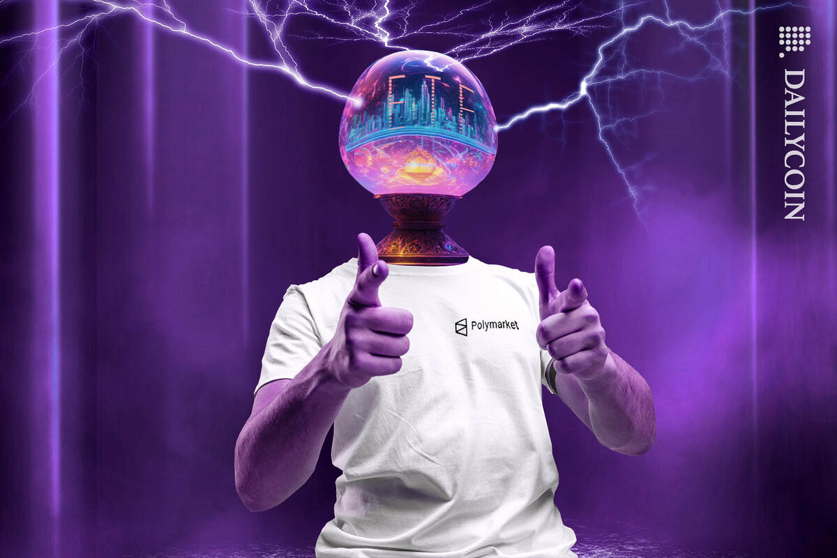 A guy with a future telling crystal ball for a head giving the thumbs up.
