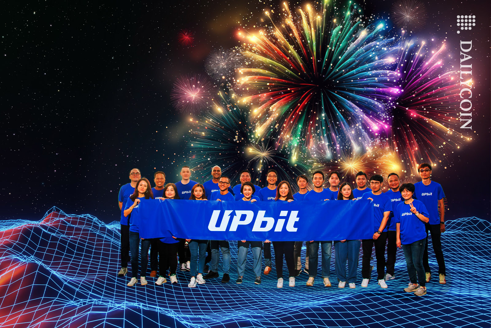 Upbit group celebrating the news.
