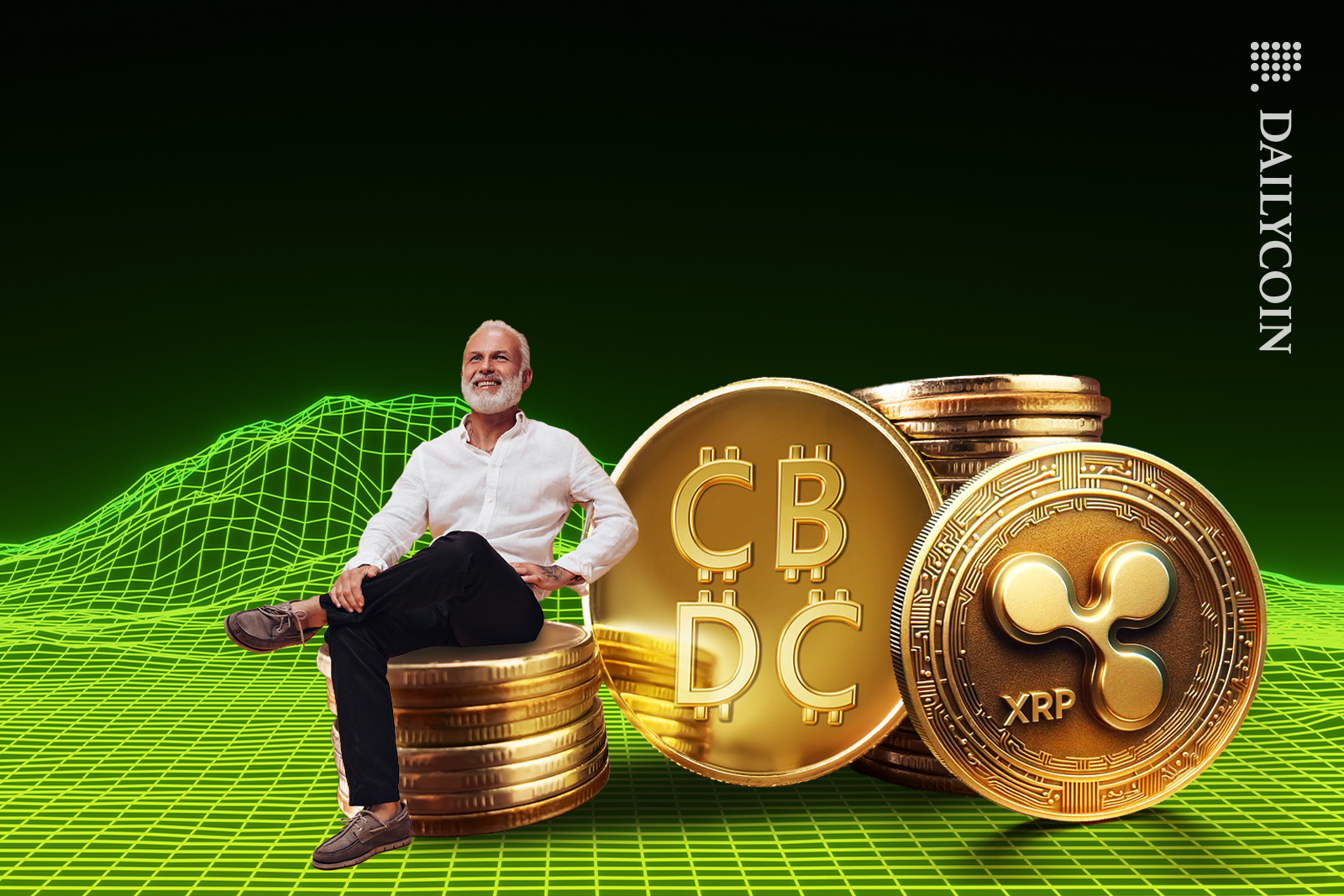 Man daydreaming about a digital world with Ripple CBDC.