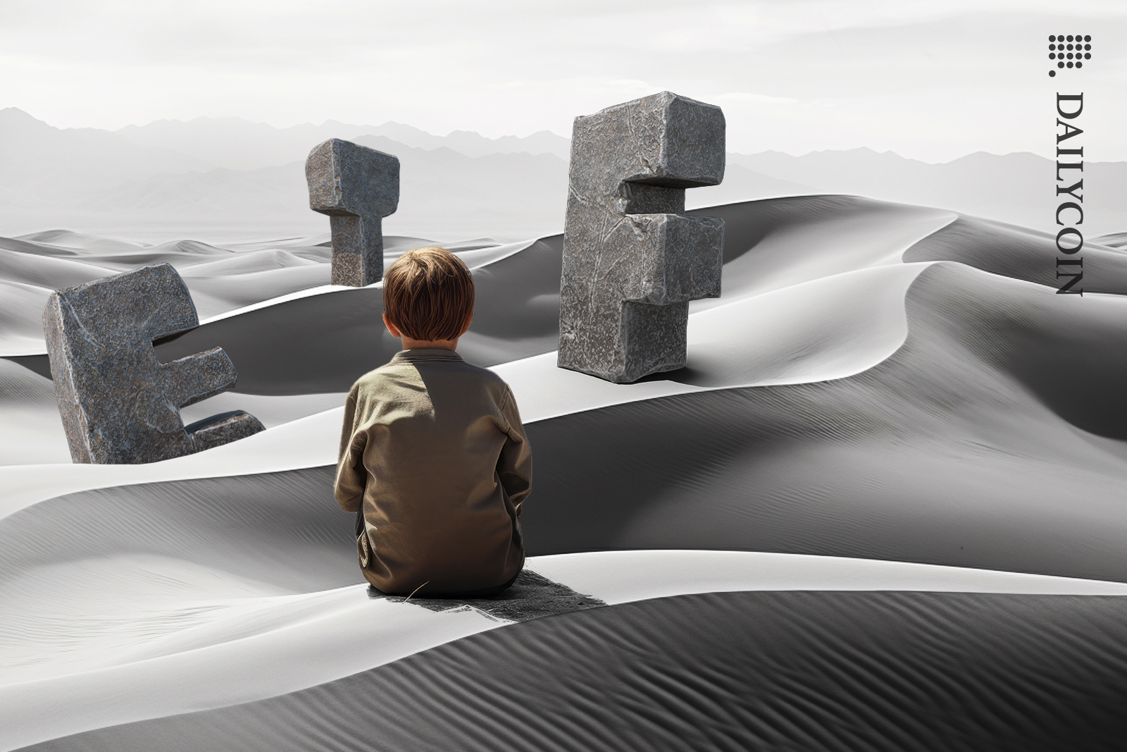 ETF in a dry grey desert stuck in the sand