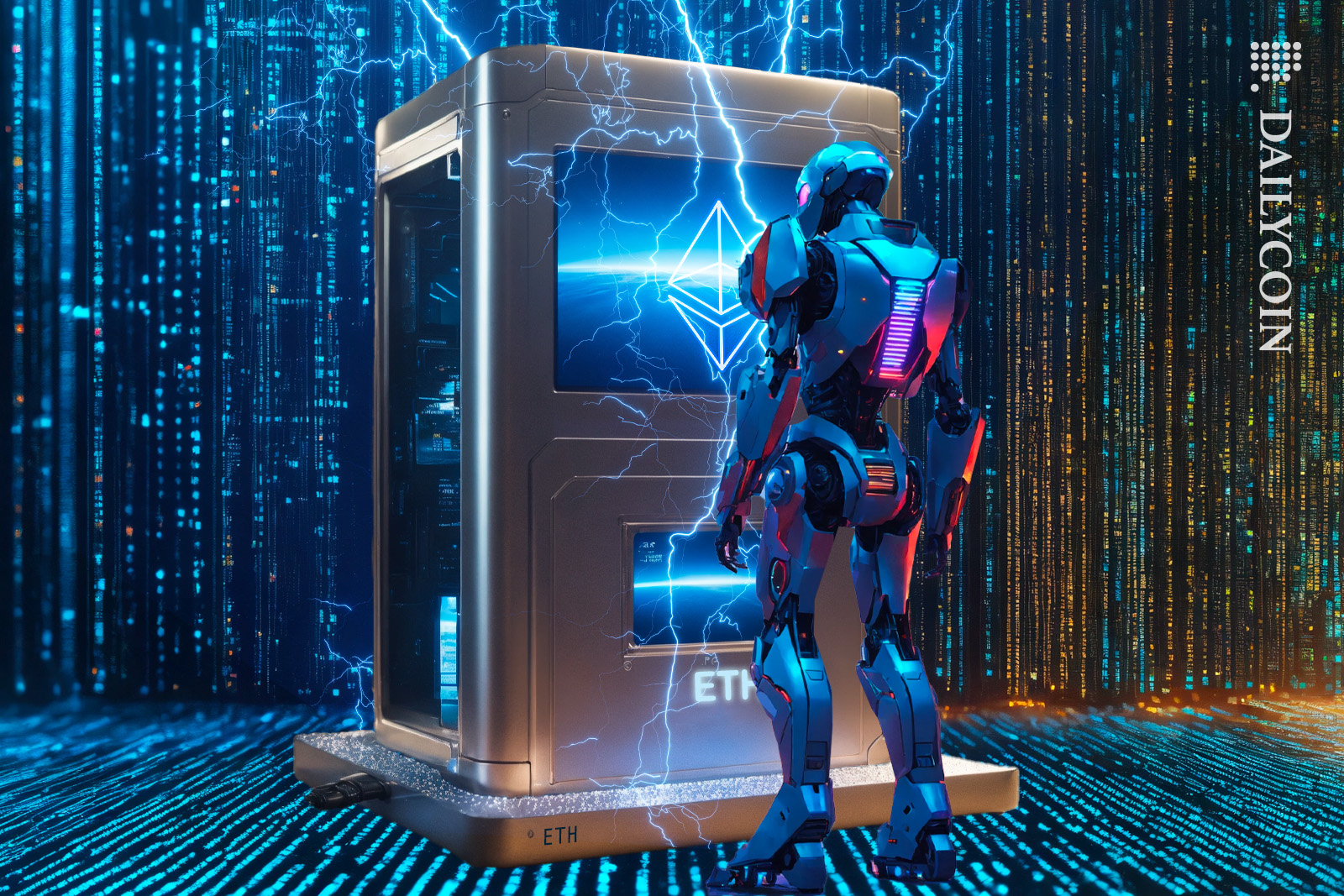 Ethereum getting updated with electricity, robot is overseeing this.