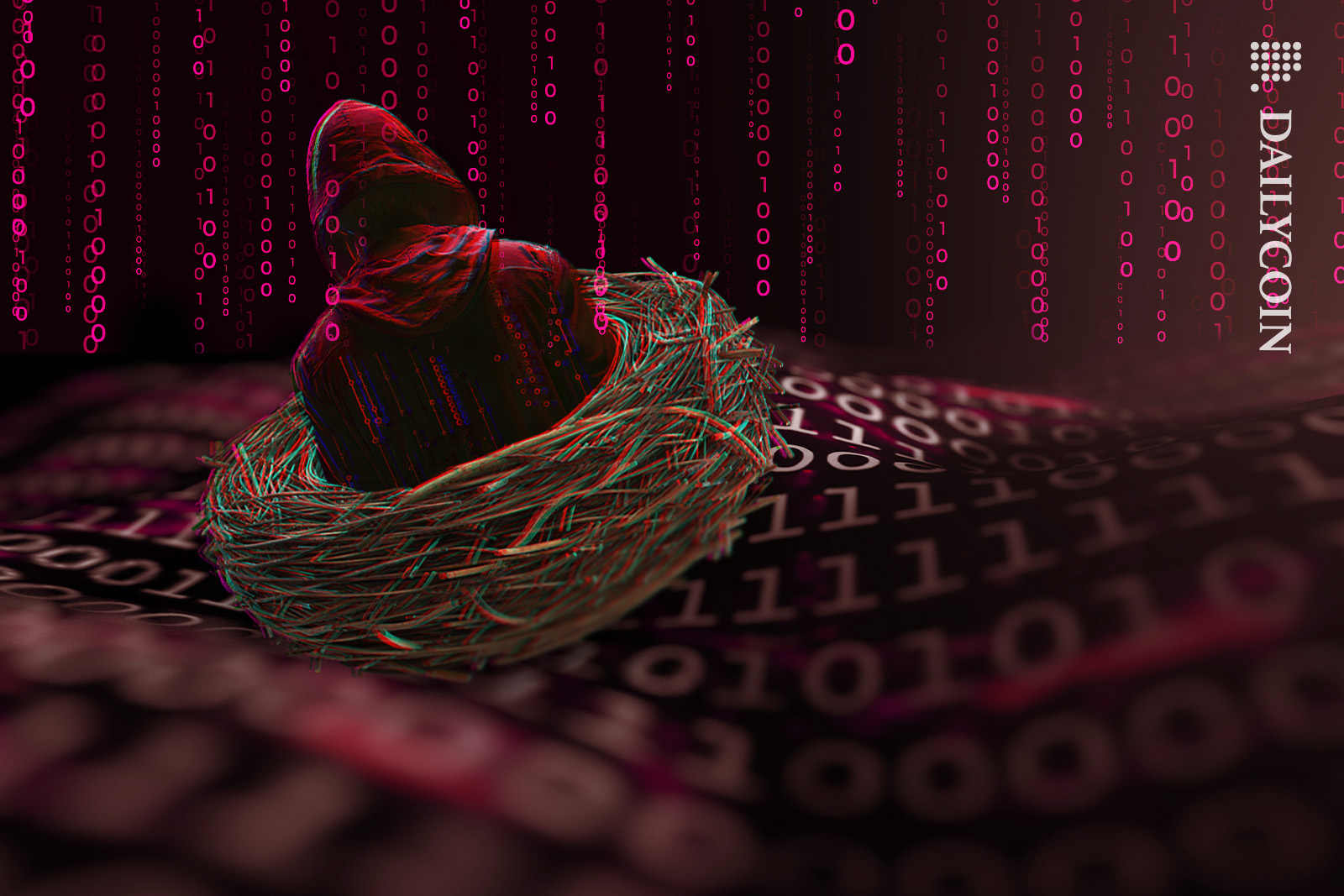 Hacker in a nest hacking.