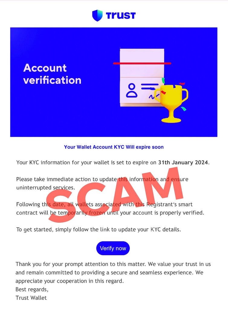 Copy of the fraudulent email.