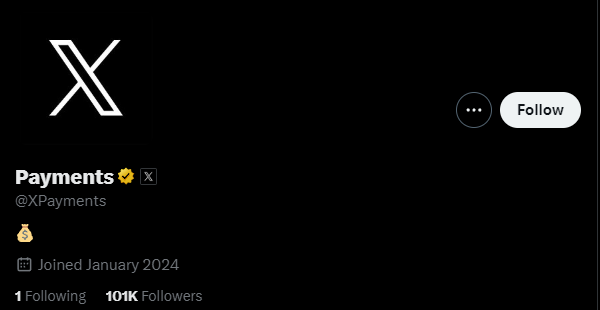 X payments feature twitter account.