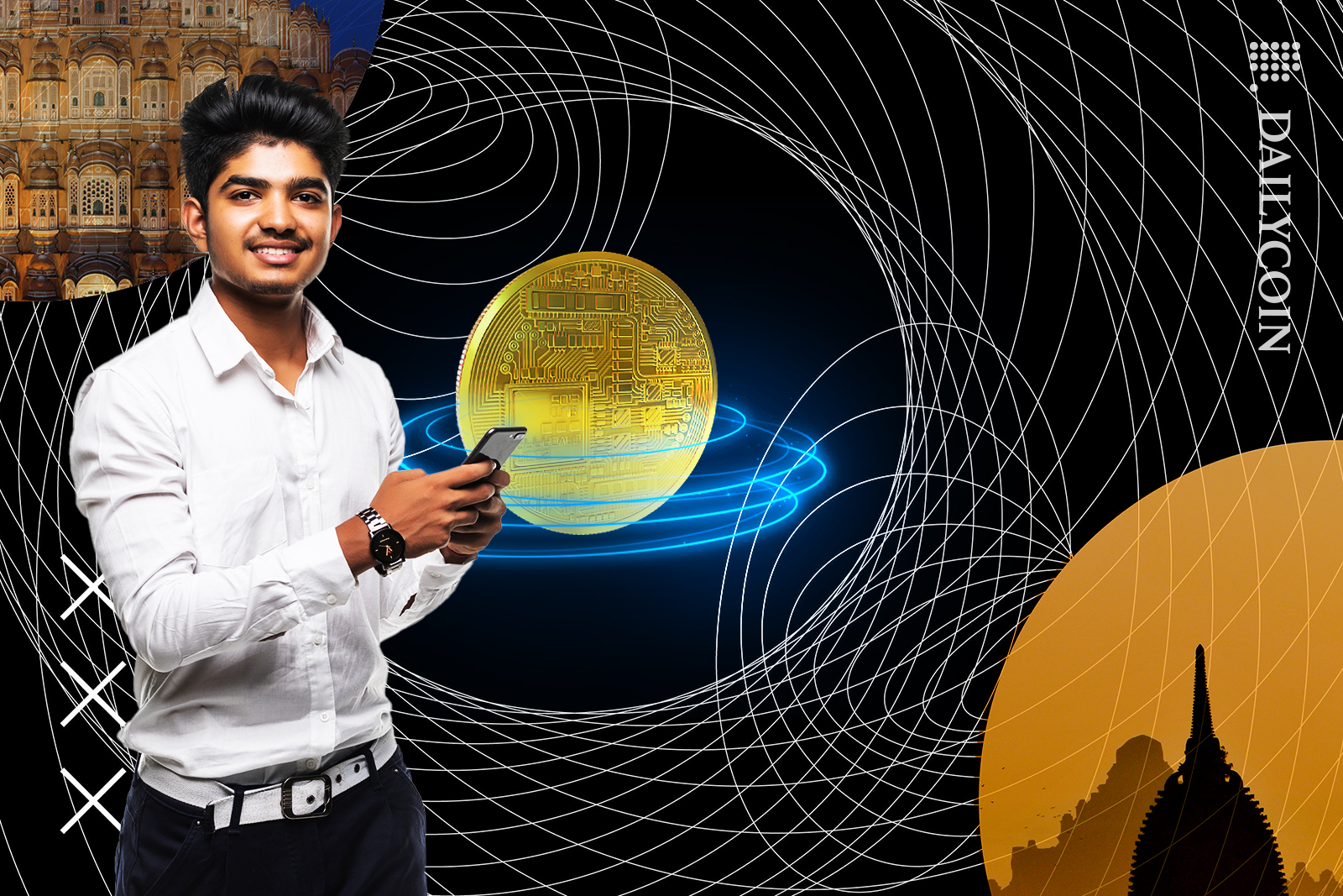Young Indian man is buying his first crypto coin.