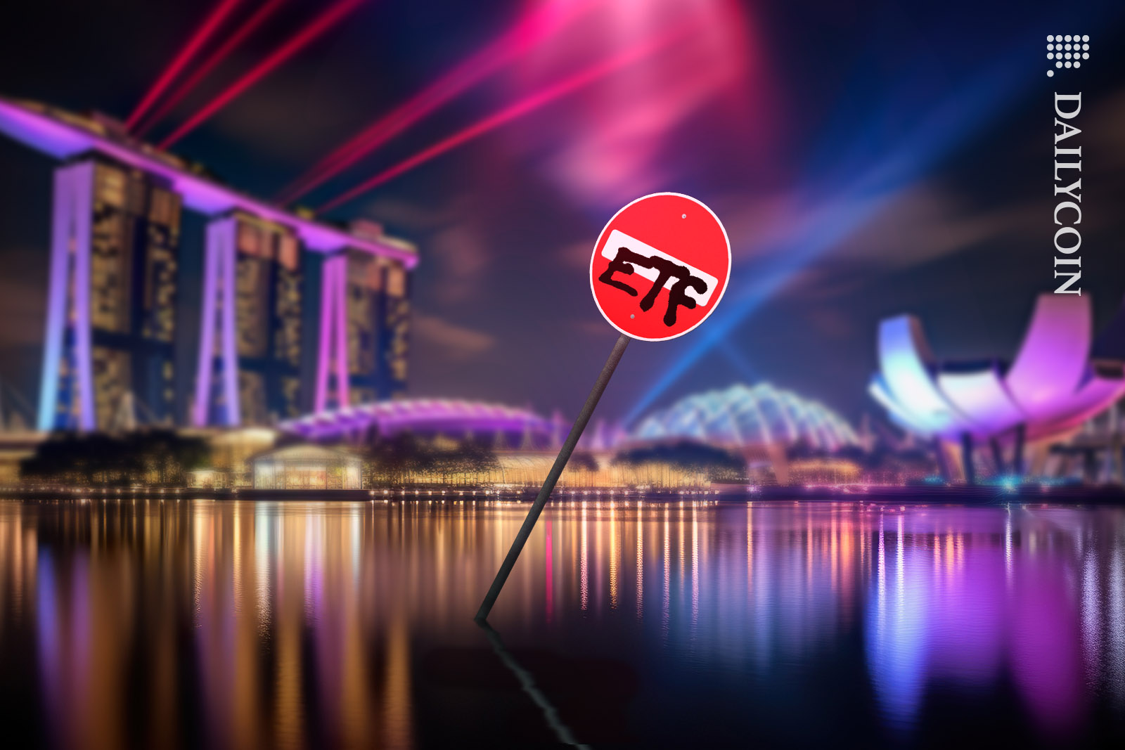 No entry to ETF sign in Singapore city waters.