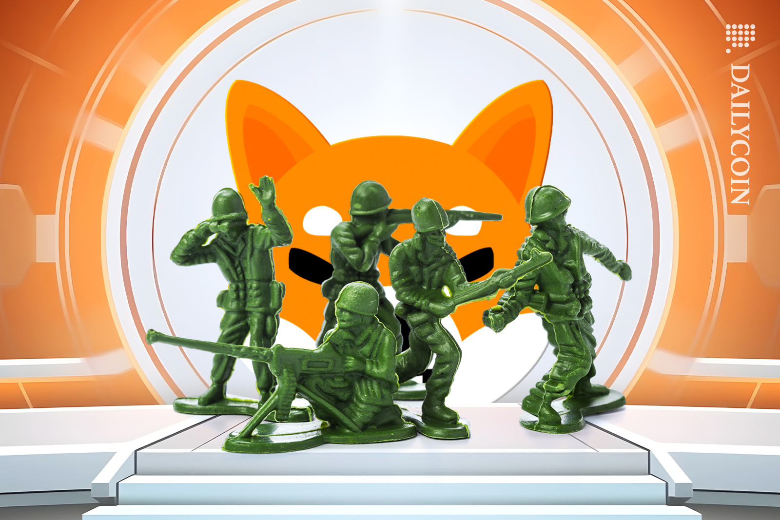 Toy army on a Shib token platform protecting Shib.