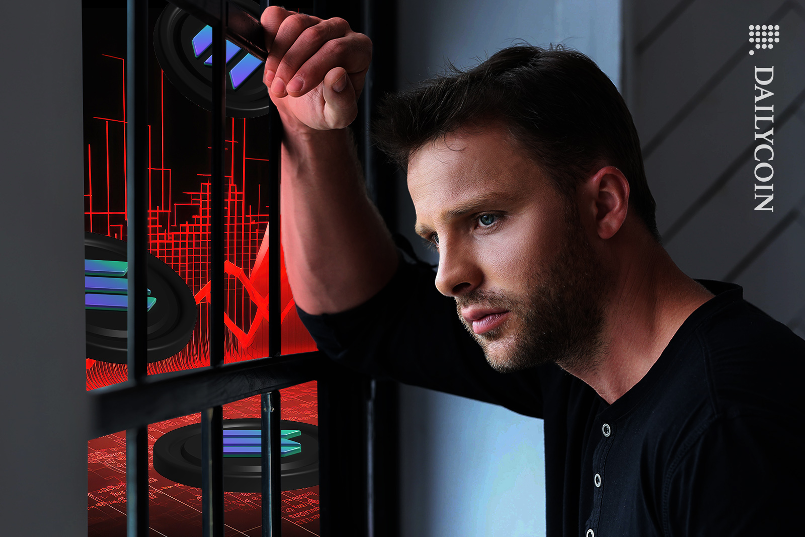 Man seeing Solana coins go into red.