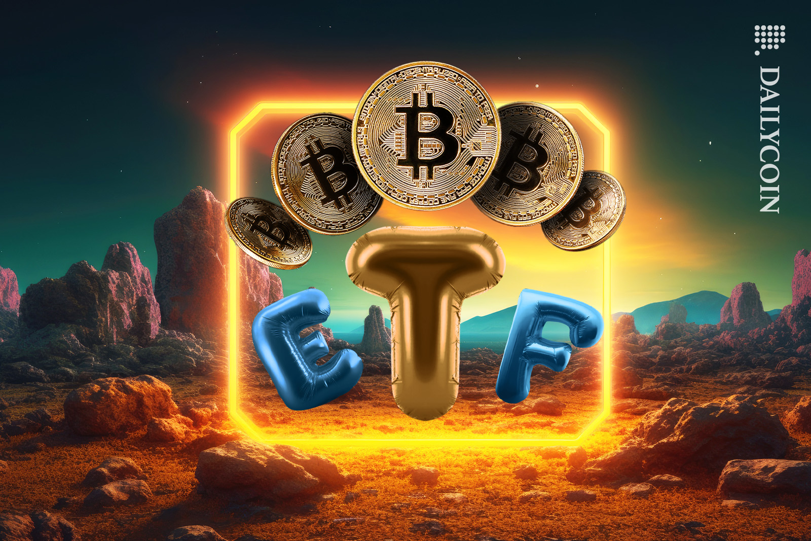 Five Bitcoin Spot ETF's appeared on a land.