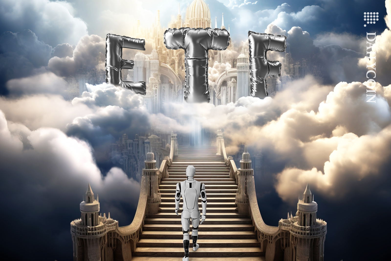 Robot walking up to the castle of ETF.