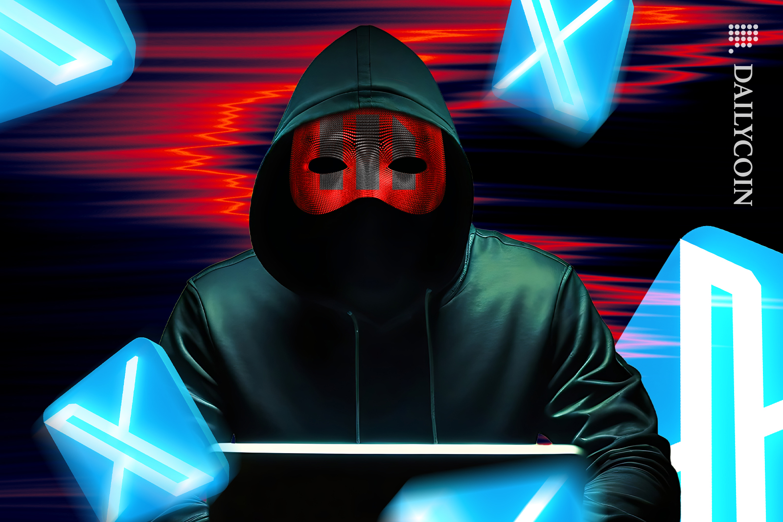 Hacker in Twitter (X) space with a MicroStrategy mask.