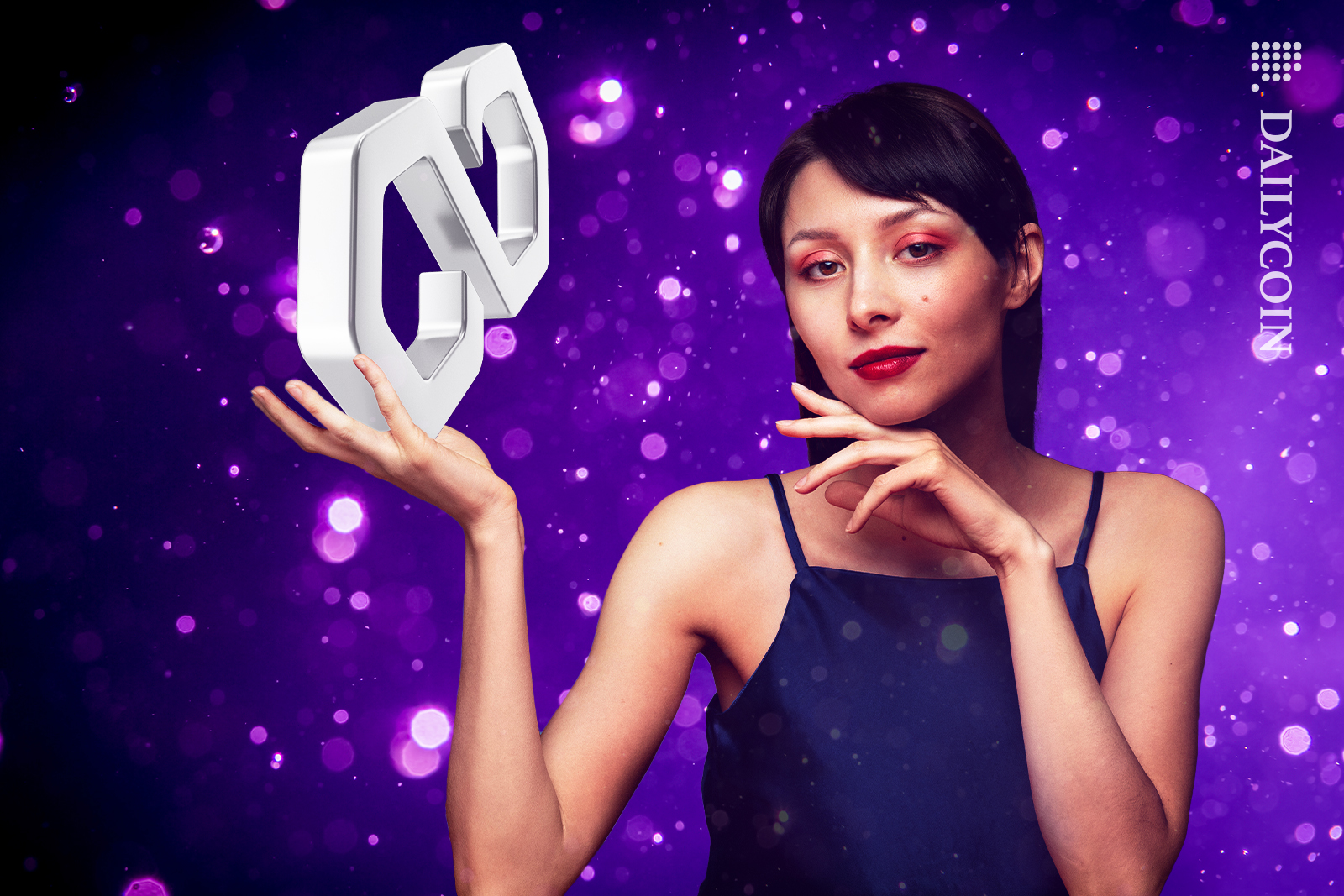 Girl holding Polygon Matic.