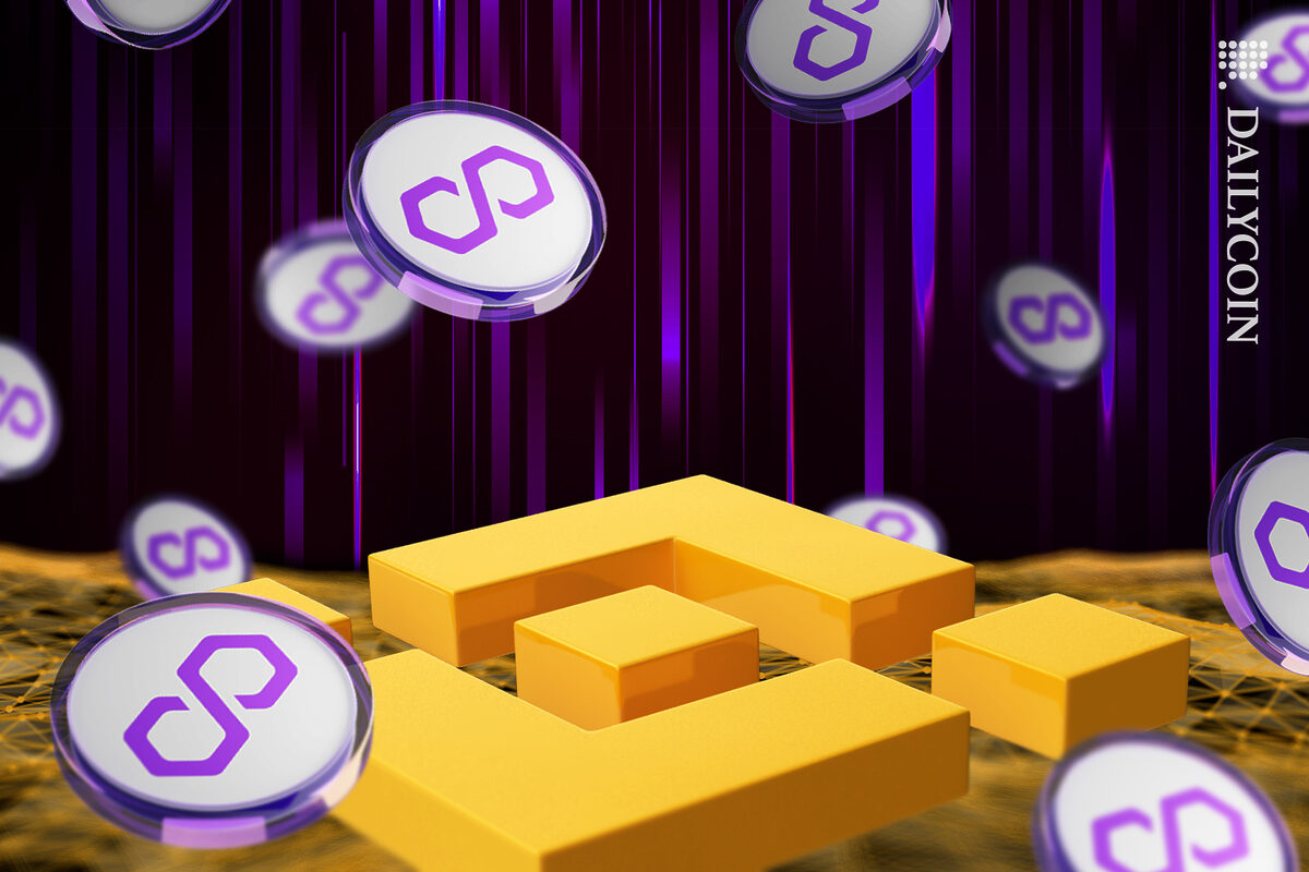 Polygon MATIC coins dropping on Binance digital space.