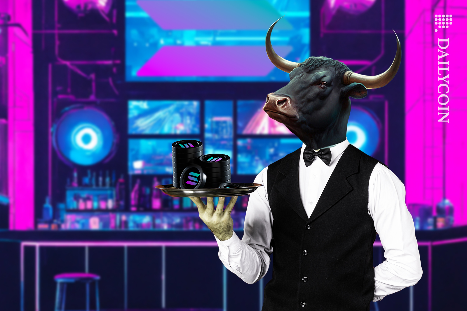 Solana Bar has bulls serving up SOL coins.
