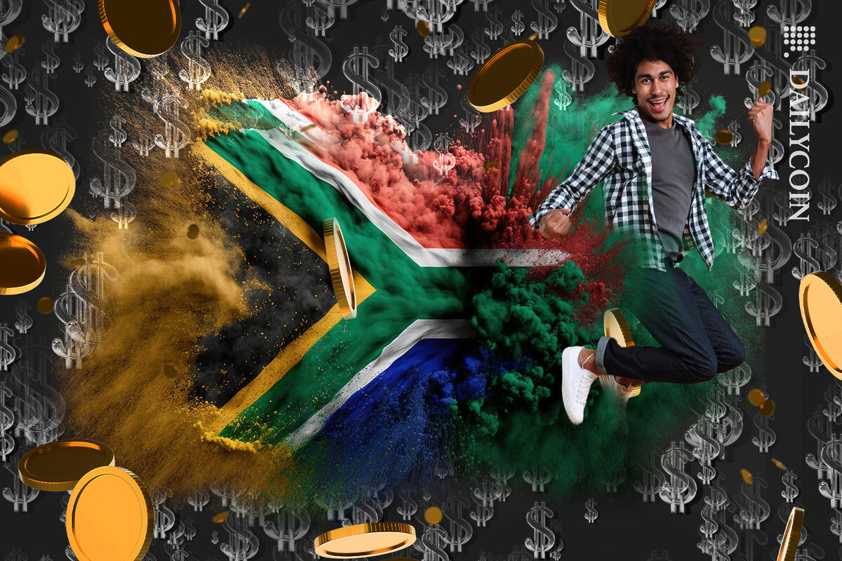 Guy from South Africa cheering Stabelcoins.