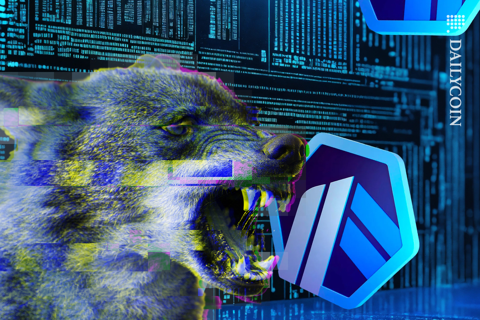 Angry Wolf barking at Arbitrum whilst in a glitch.