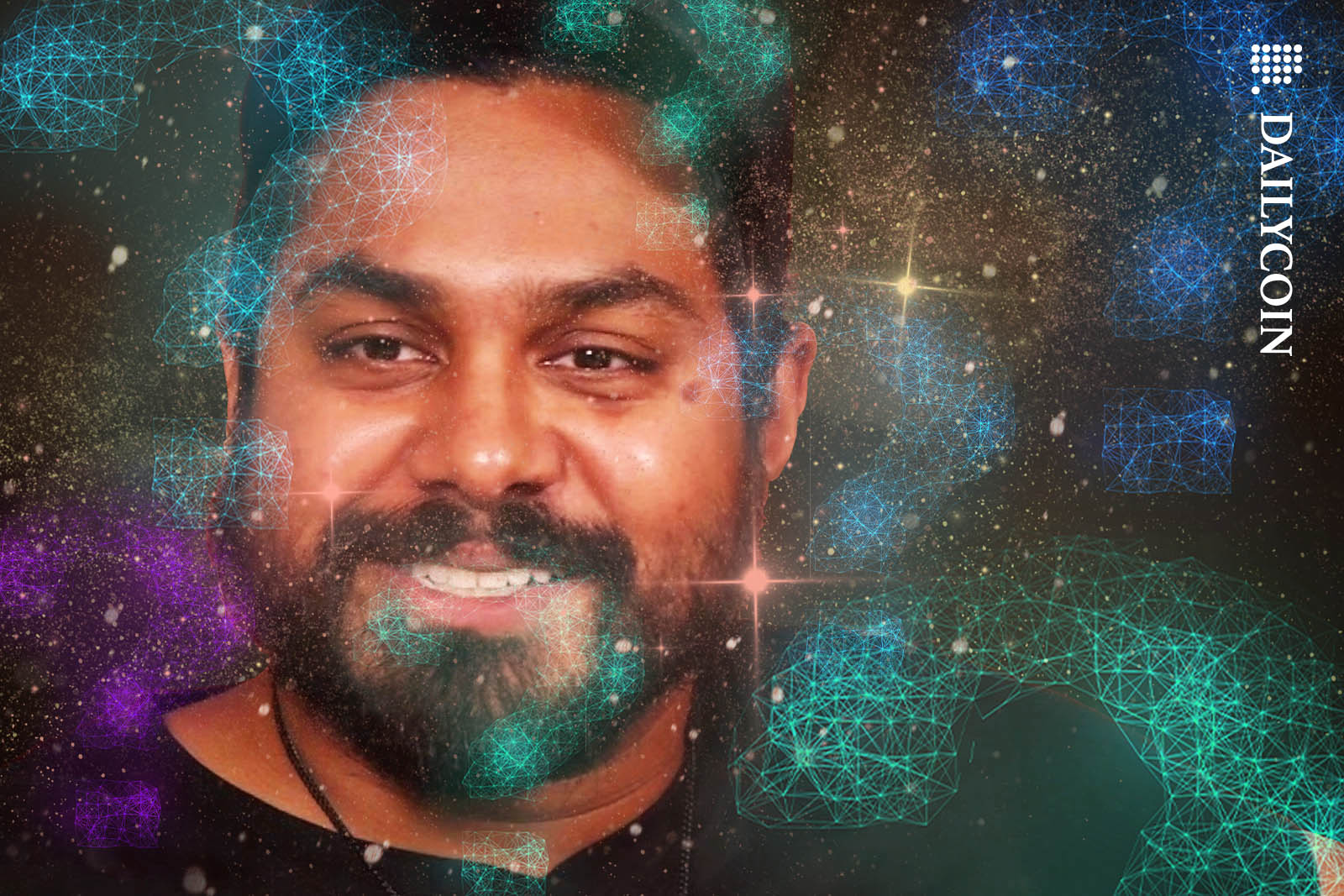 Raj Gokal Surrounded by digital questionmarks and fairy dust.