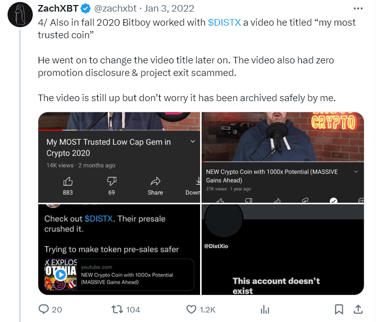 ZachXBT tweet.