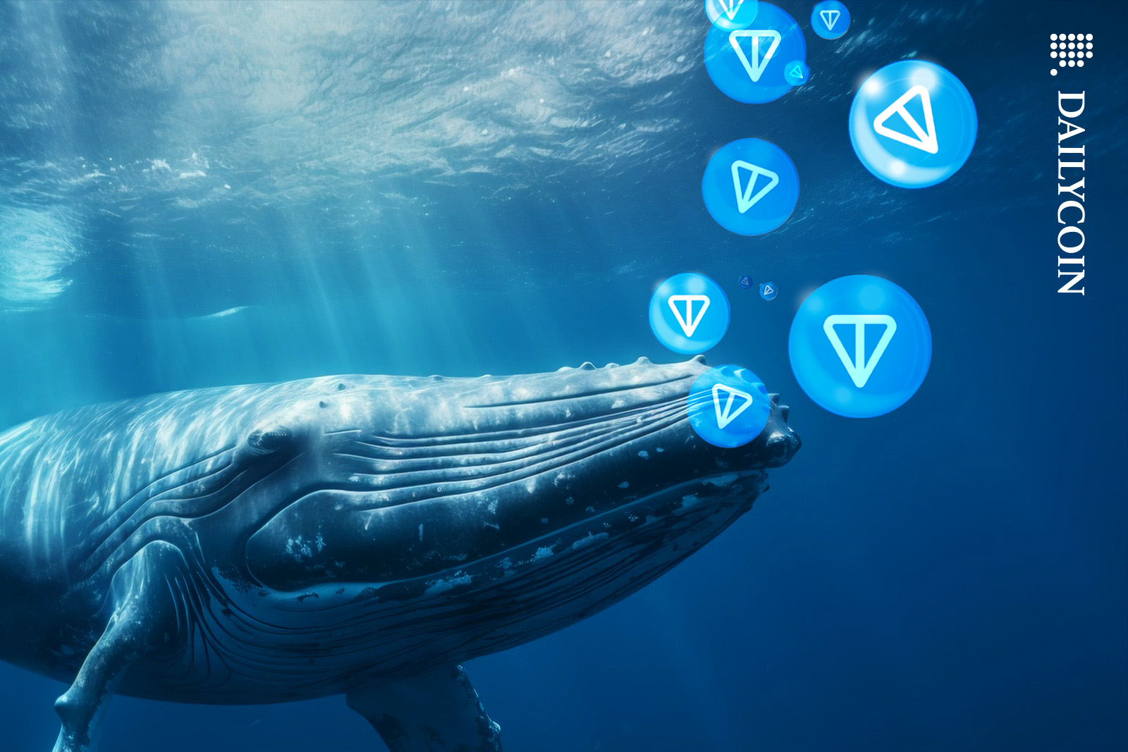 Large whale breathing out TON bubbles under the sea.