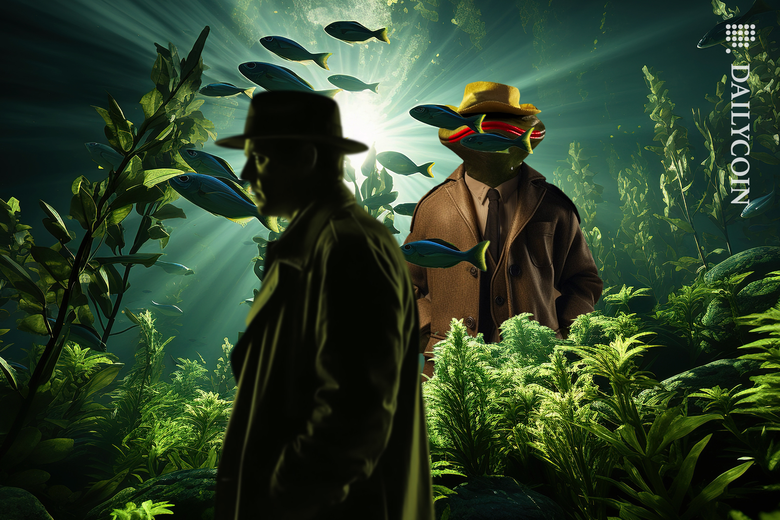 Bounty hunter looking for BOME frog chacter and any leads. Whilst BOME is hiding in the fish tank.