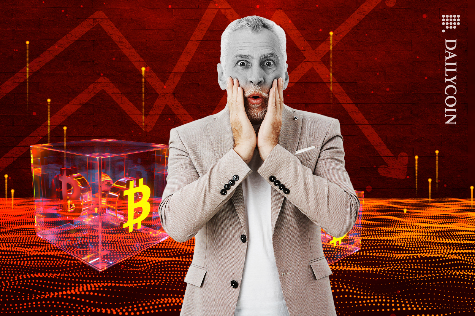 Man turning grey seeing his Bitcoin stock results.