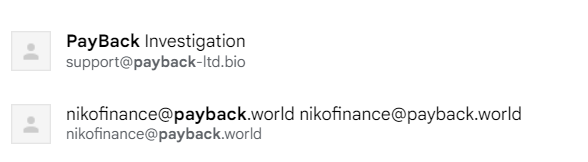 Scammers imitate the legit money recovery firm with an official domain, www.payback-ltd.com.