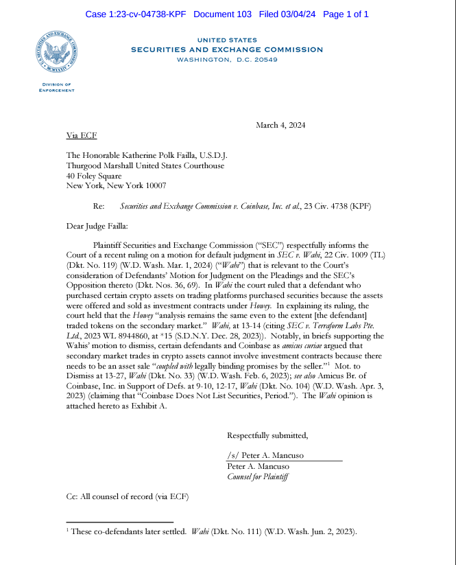 SEC’s notice.