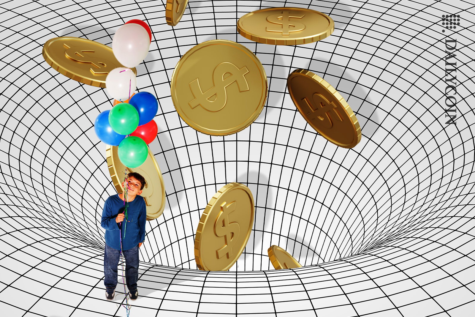 Little boy celebrating stablecoins.