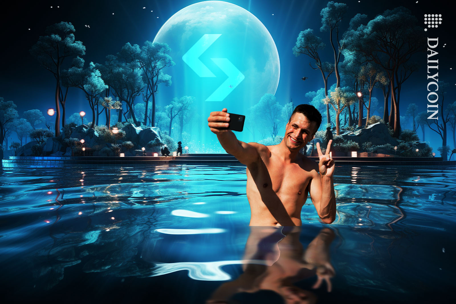 Guy in the beautiful Bitget land's pool