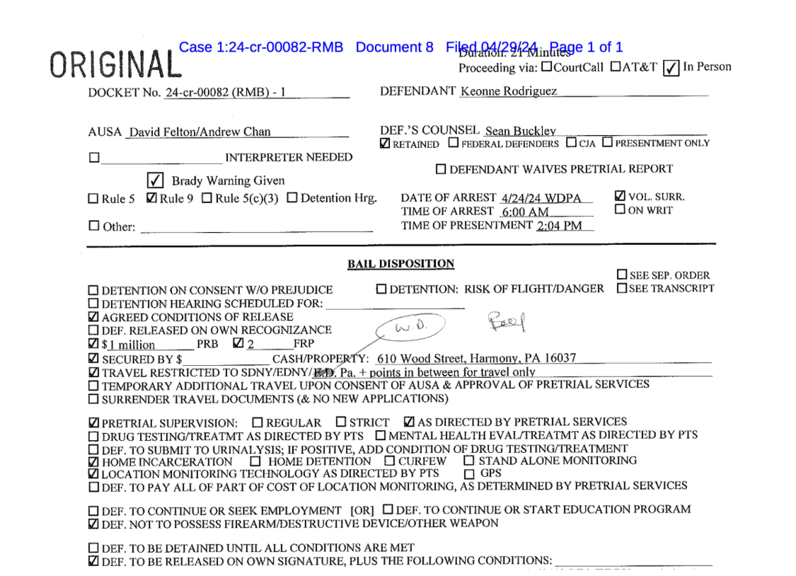 Bail document.