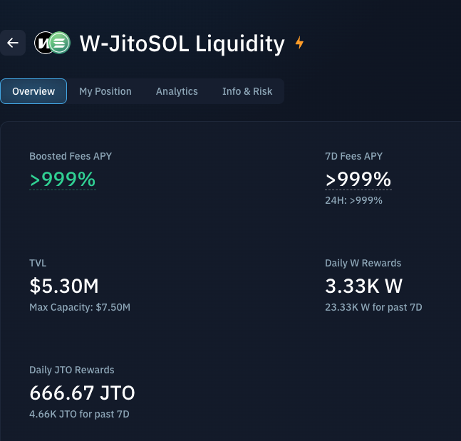 Yield farming dashboard for W-JitoSOL.