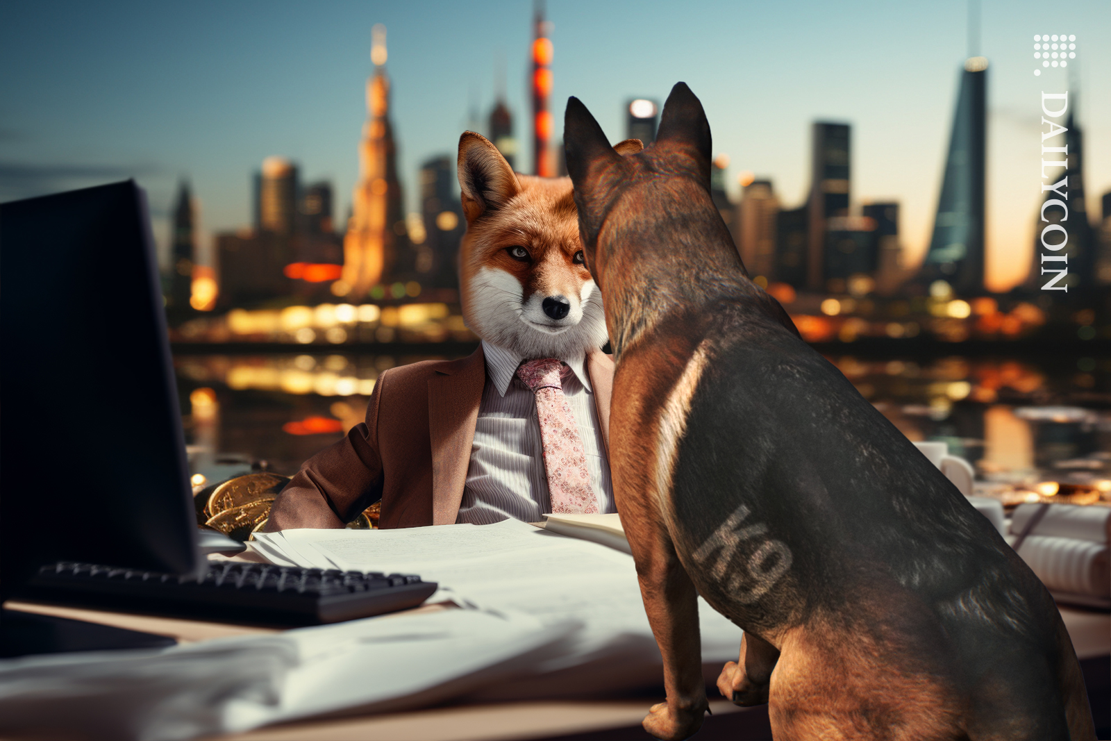K9 memedog talking to his accountant.