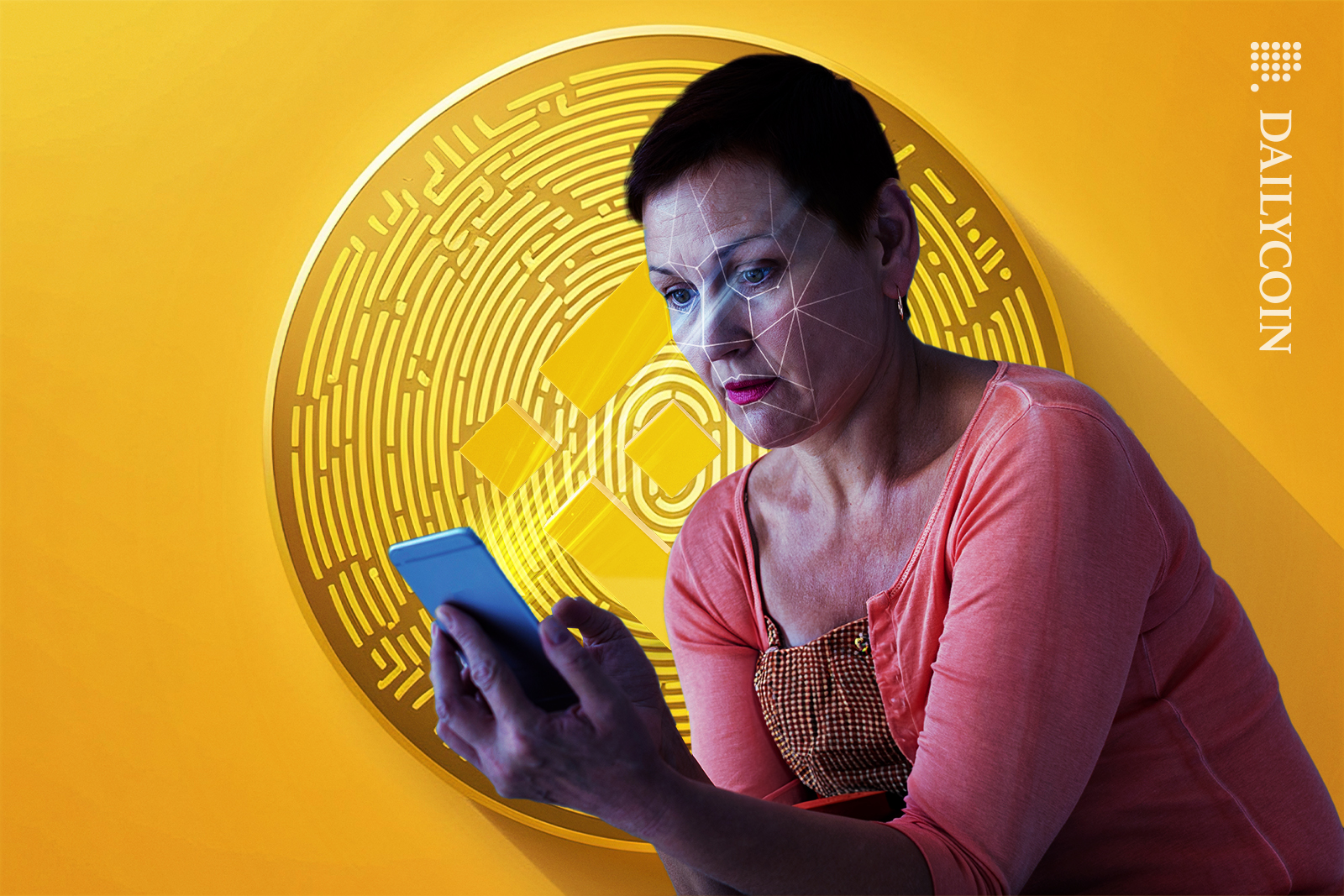 Binance doing a KYC check on a woman.