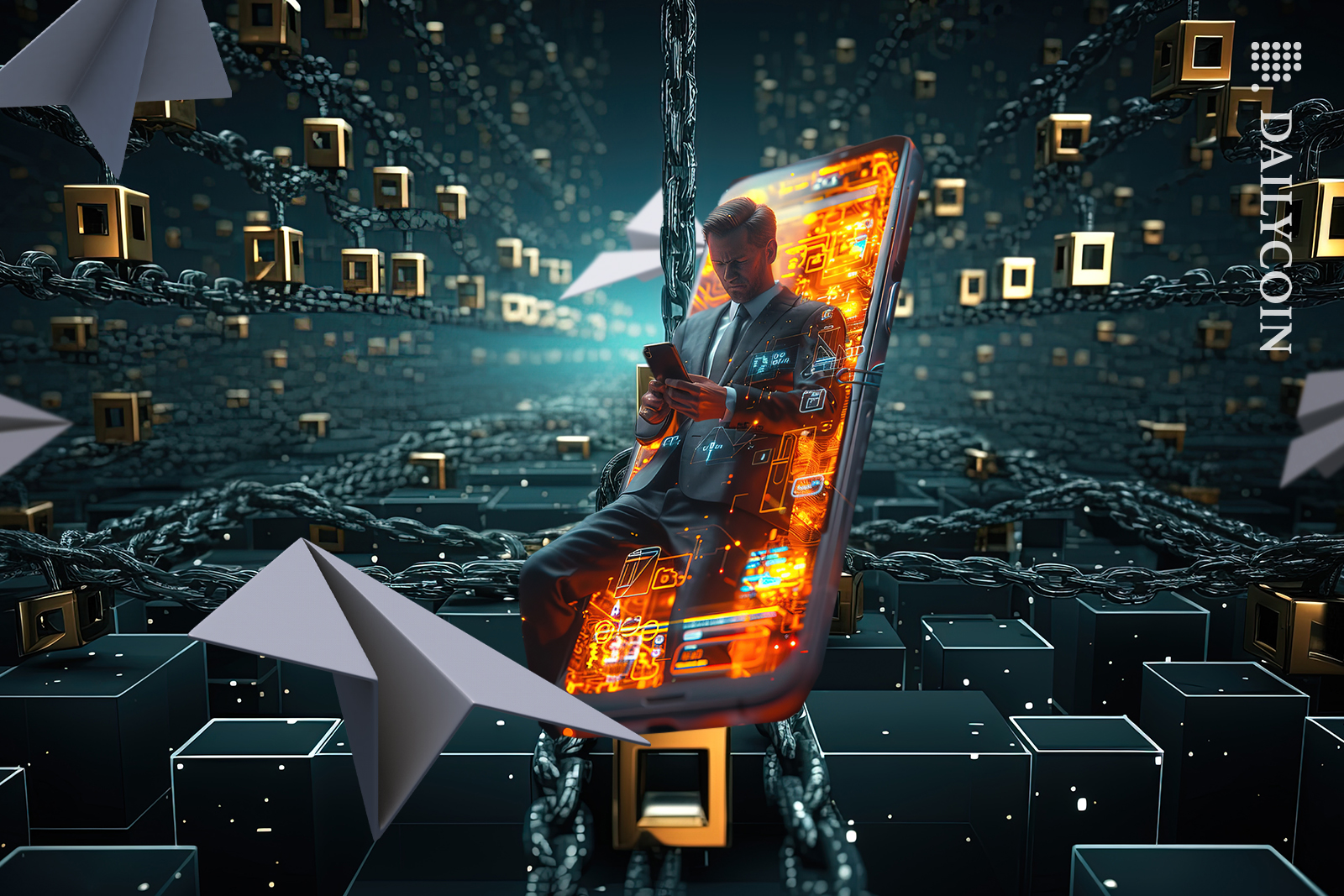 Guy moderating blockchain space and seeing paper planes fly around.