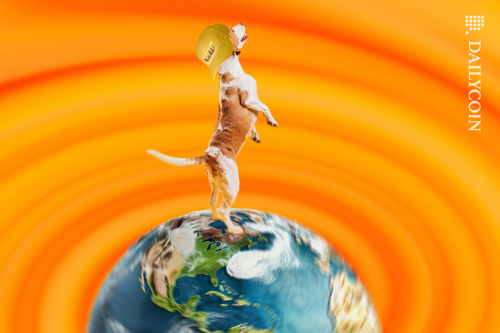 WIF with a backwards baseball cap spinning the world.